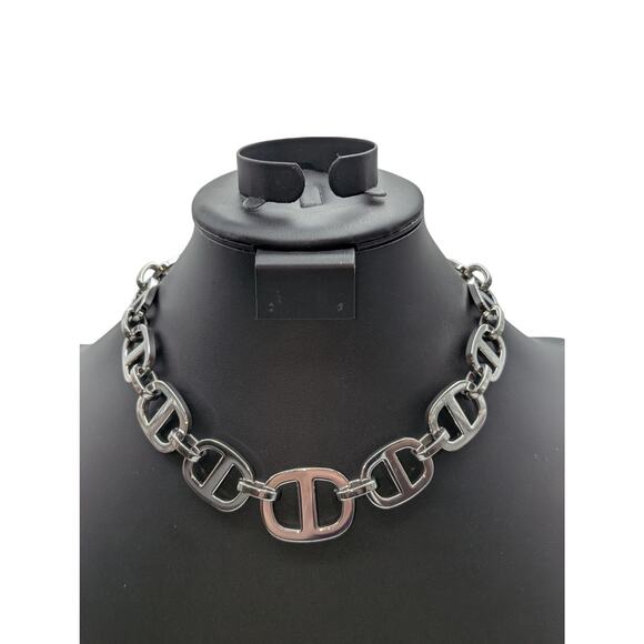 Cult Gaia Reyes Silver Tone Heavy Chain Toggle Clasp 17.5" Necklace - Picture 5 of 5